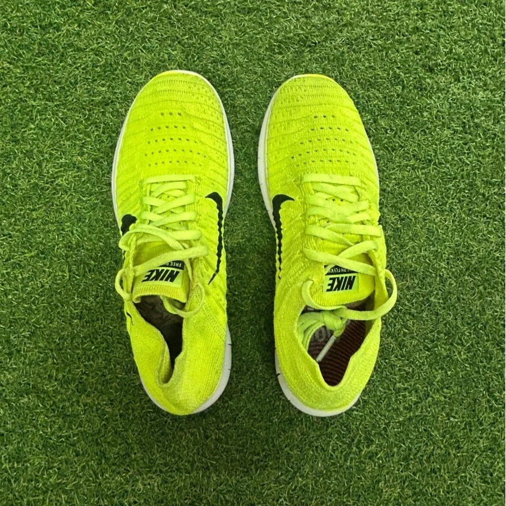 Nike Free RN Flyknit Volt Yellow Black Running Shoes 842546-700 Womens 7